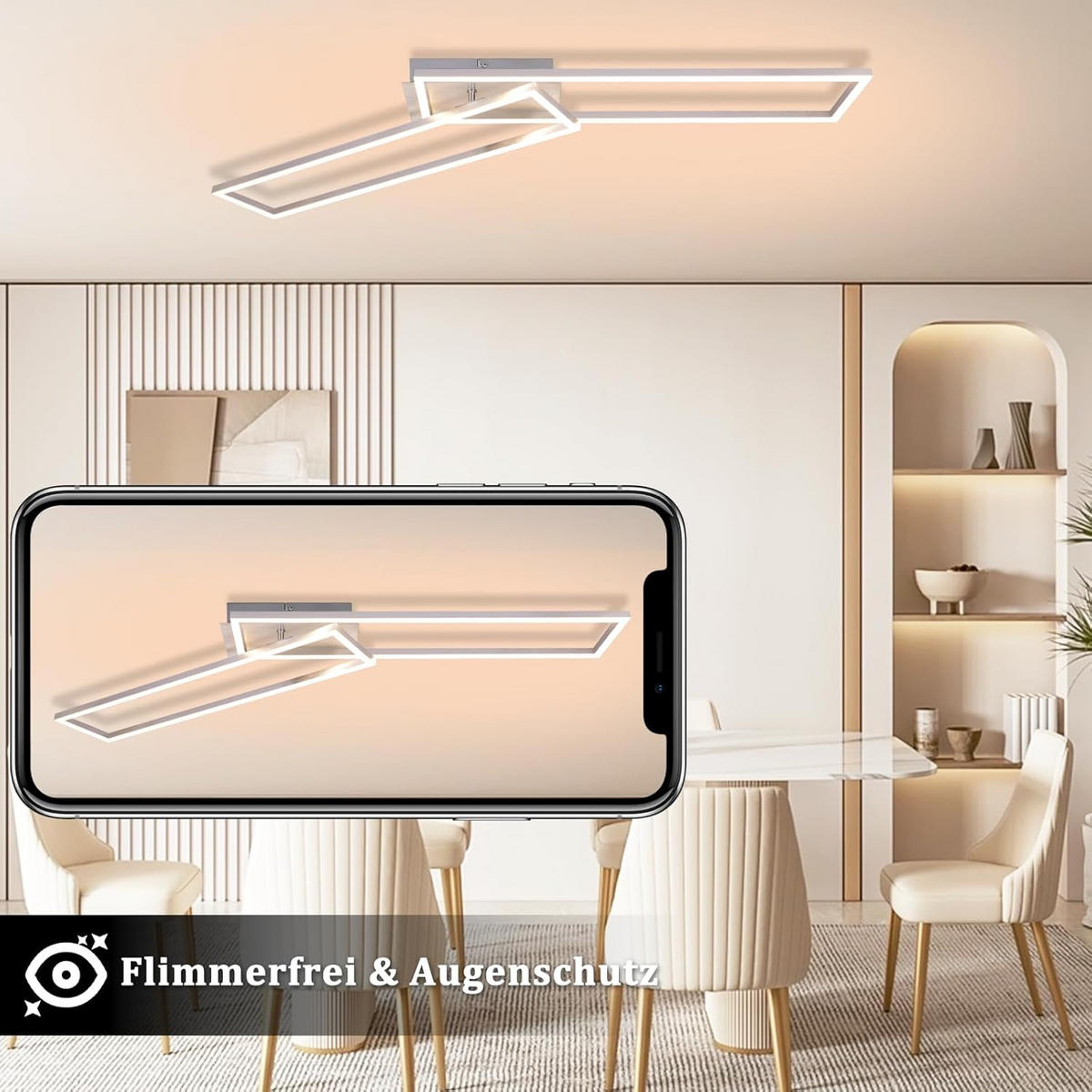 LED-DECKENLEUCHTE Schildhainbach 18.5/7.3/102.0 cm - Silberfarben, Metall (102/18.5/7.3cm) - ZMH