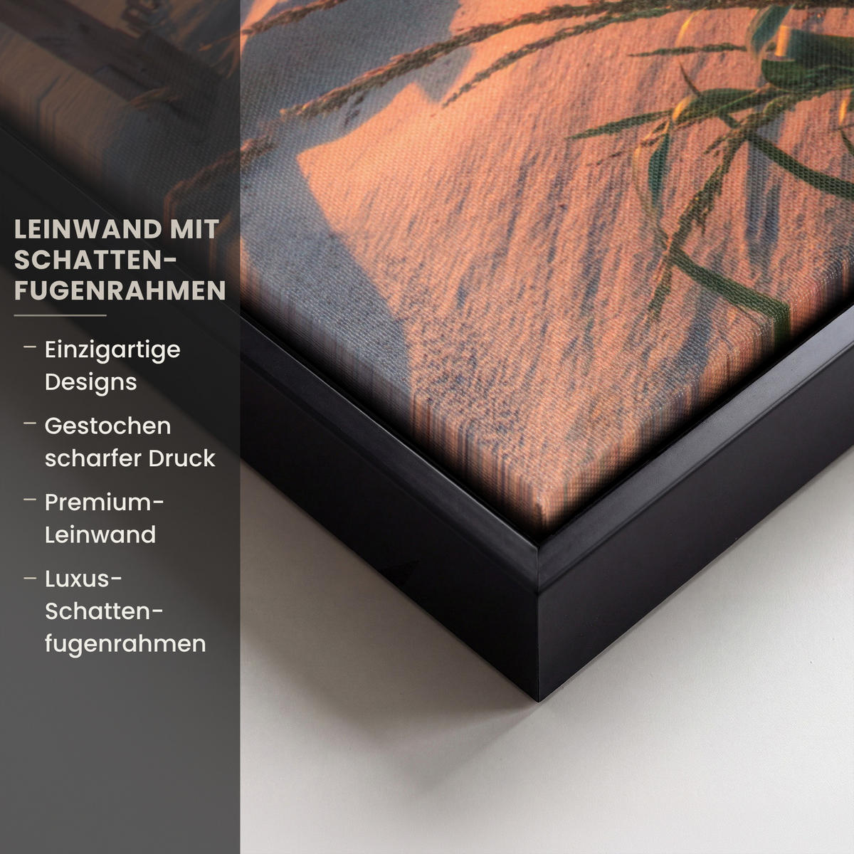 LEINWAND Bilder mit Rahmen - Strand - Meer - Düne - Sonnenuntergang - Landschaft - 70x100 - Beige, Textil (70/100cm) - MuchoWow