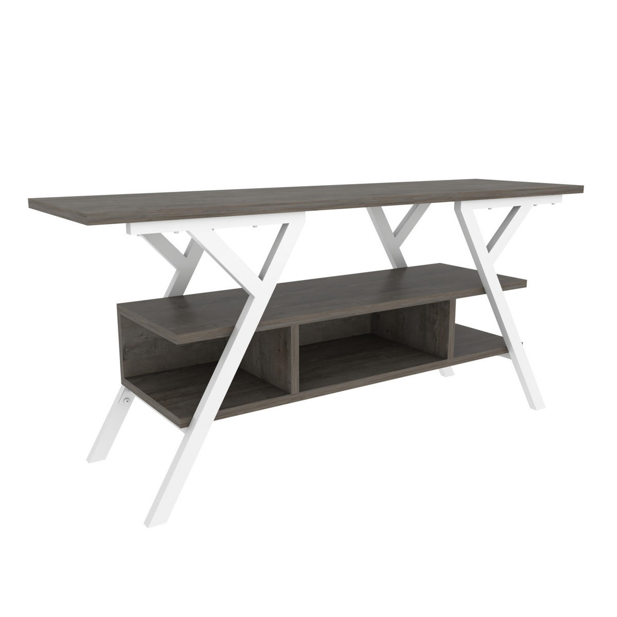 TV Stand Minerva Weiß Wenge - Alteiche, Holzwerkstoff (120/55/35cm) - Decorotika