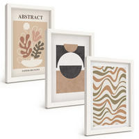 BILDER SET 3er Set - 20x30 cm Weißer Rahmen - Abstrakte Formenmuster - Weiß, Kunststoff (20/30cm) - TULUP