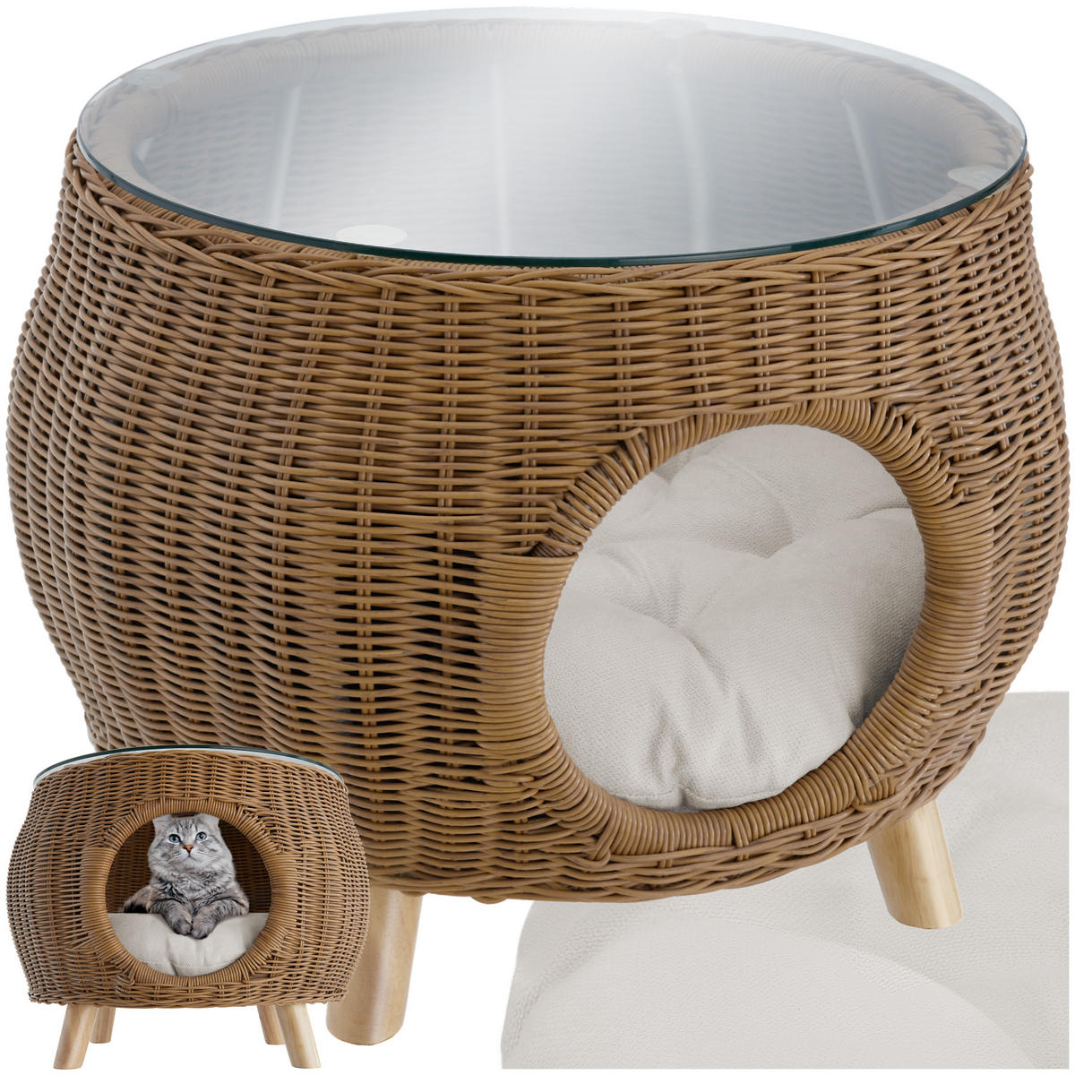 COUCHTISCH Tivoli,54 x 40 cm,natur - Naturfarben, Glas (54/54/40cm) - tectake