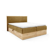 BOXBETT Holzoptik Sonoma mit Topper 140x200 cm Senfgelb - Gelb, Textil (140/200cm) - Home Collective