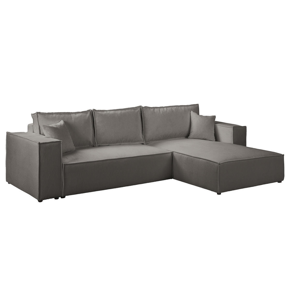 ECKSOFA mit Schlaffunktion - 290 cm - Schwarz/Grau, Kunststoff/Textil (290/185cm) - home24