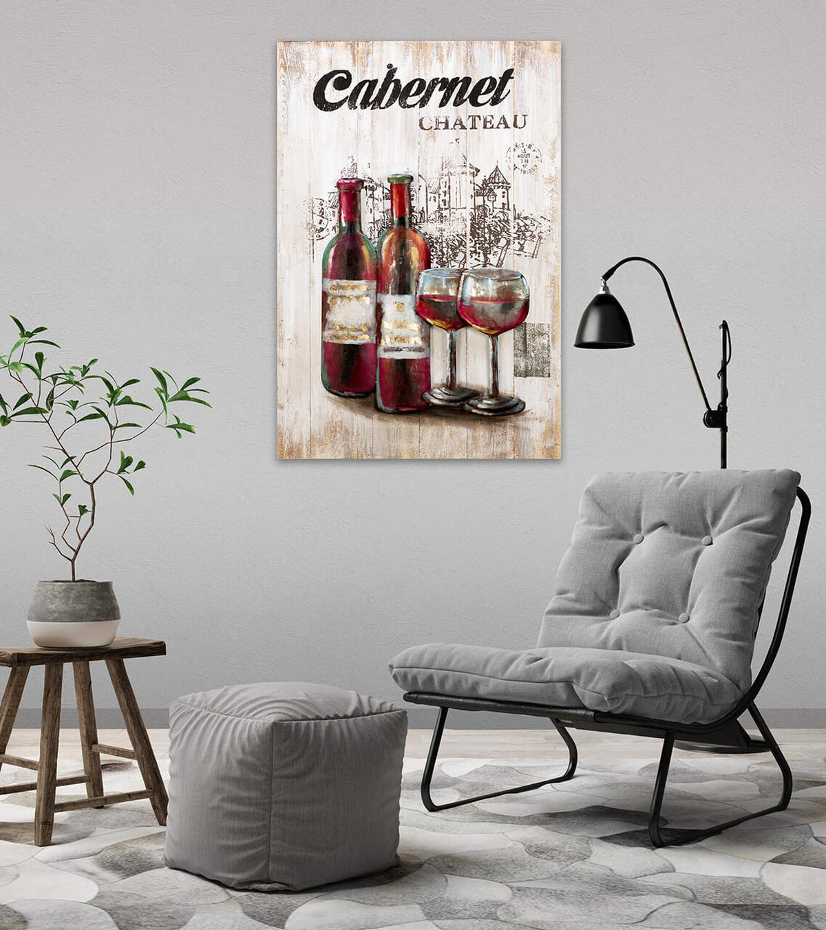 HOLZBILD Rot 60/90 cm - Beige/Rot, Holz/Metall (2.98/90cm) - KUNSTLOFT