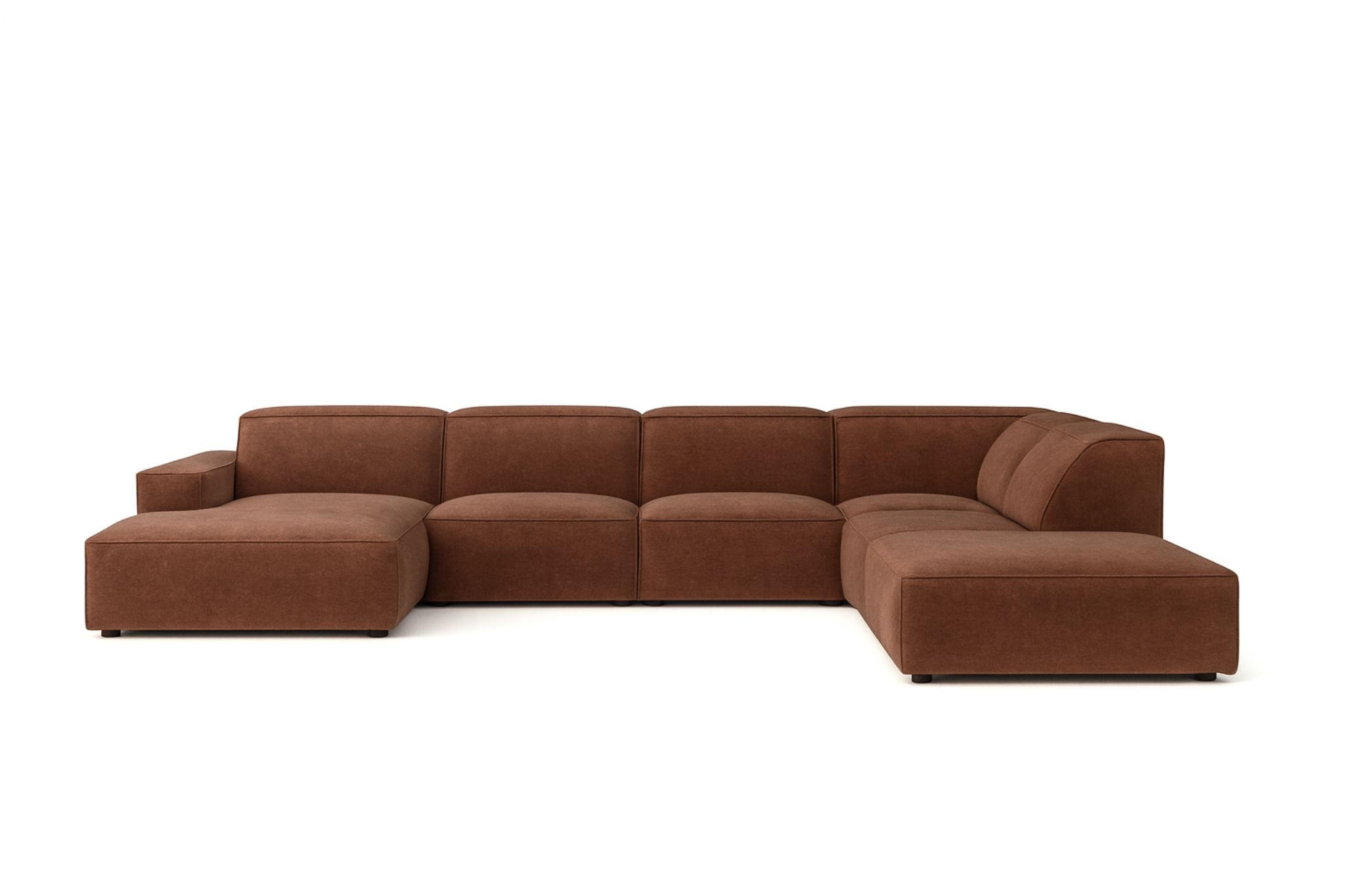 ECKSOFA Cursal V, Stoff Salvador, Dunkelbraun, Rechts - Dunkelbraun, Holz (364/262cm) - Kaiser Möbel