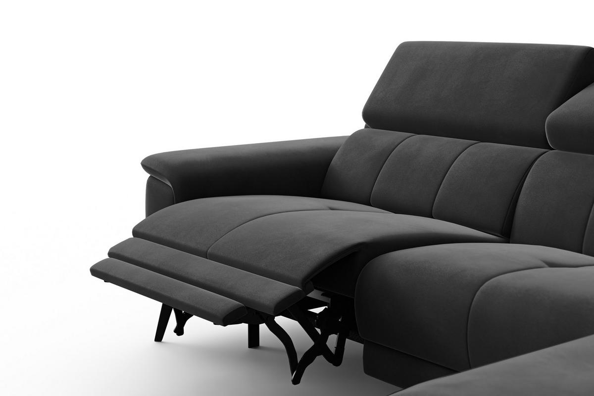 ECKSOFA FIERO 4-Sitzer RECHTS, Schwarzer Veloursstoff - Schwarz, Holz/Textil (288/170cm) - Courtois Laville