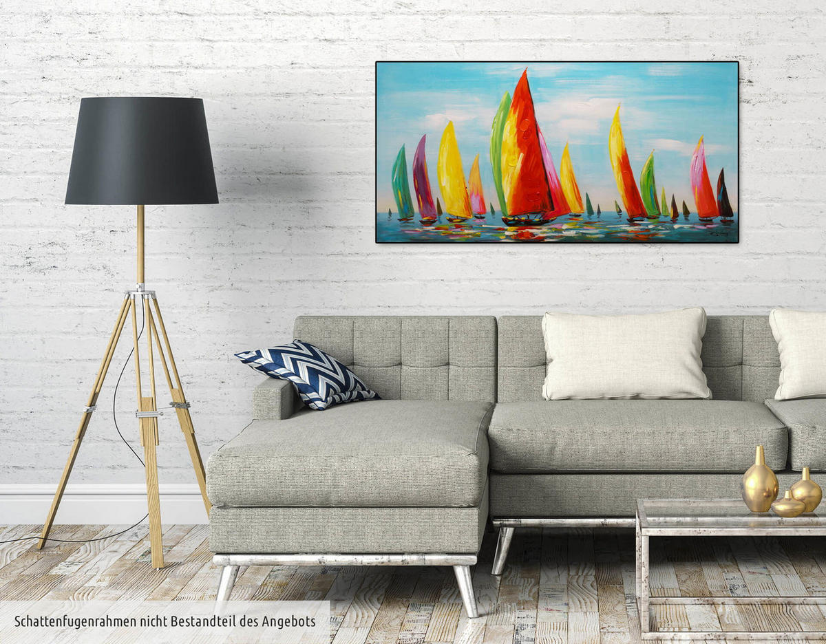 ÖLGEMÄLDE 120/60 cm - Blau/Multicolor, Holz/Textil (1.6/60cm) - KUNSTLOFT