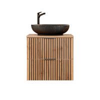 WASCHTISCH 60.6cm Gaia Holz in Eichenoptik und Schwarz - Schwarz, Holzwerkstoff (60.6/59/46cm) - Petits-meubles