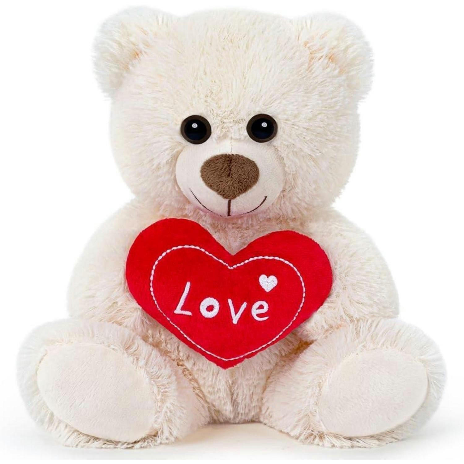 STOFFTIER Teddybär Love Weiß - Weiß, Textil (15/25cm)