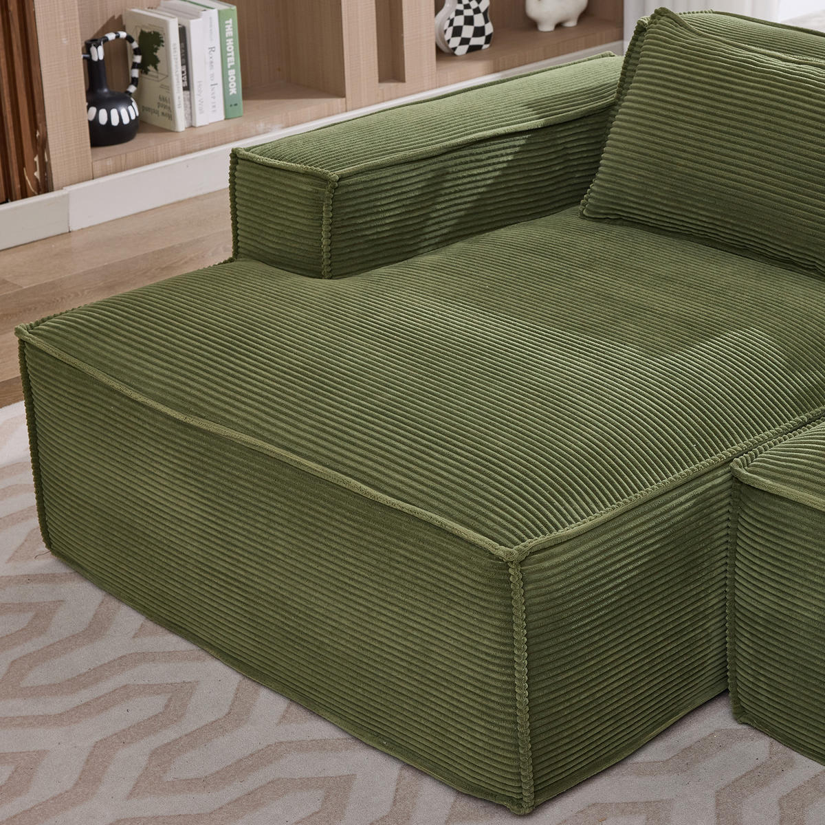 ECKSOFA Polyester Grün mit 2 Kissen - Grün, Textil (235/129cm) - WISHDOR