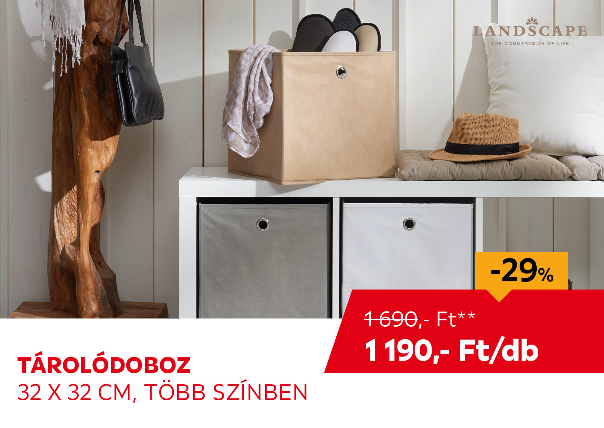 Tárolódoboz,32 x 32 cm /db, több színben Kiemelt termék 1690 Ft.- helyett 1190 Ft.-