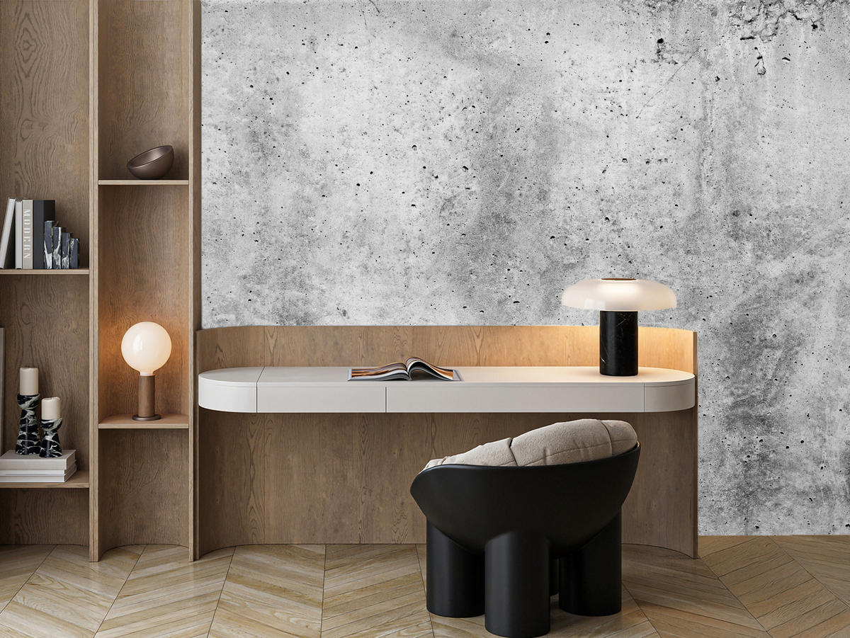 FOTOTAPETE Grauer Minimalistischer Beton Industrial Modern Loft 350x256 - Grau, Papier (350/256cm) - Muralo