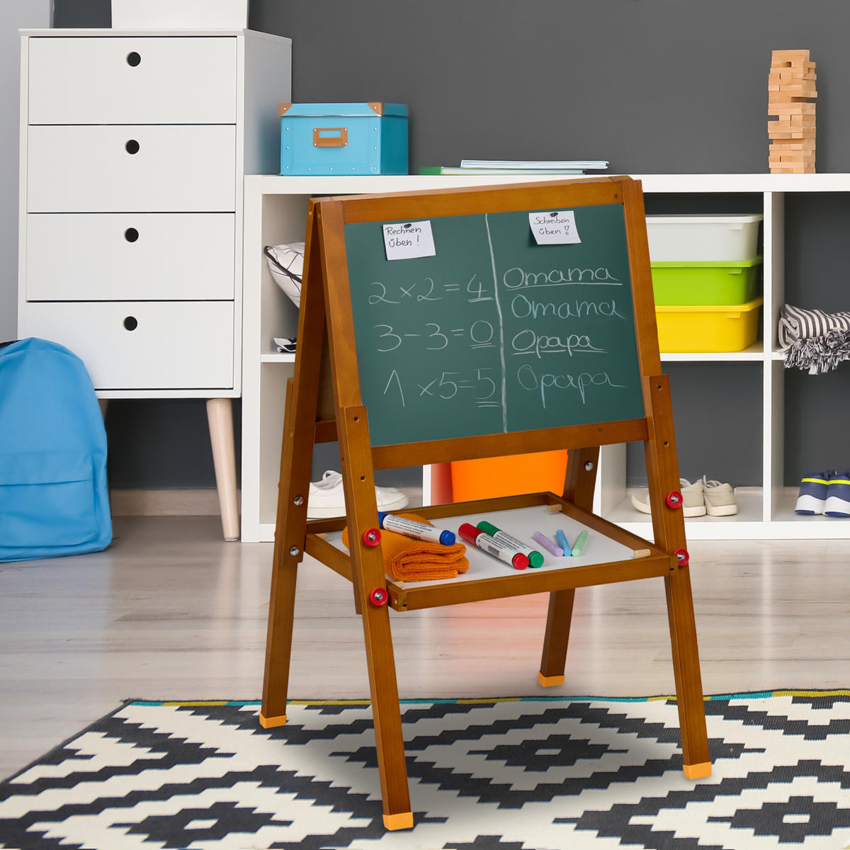 KINDERSTANDTAFEL - Multicolor, Holz/Holzwerkstoff (39/77/44.5cm) - Relaxdays