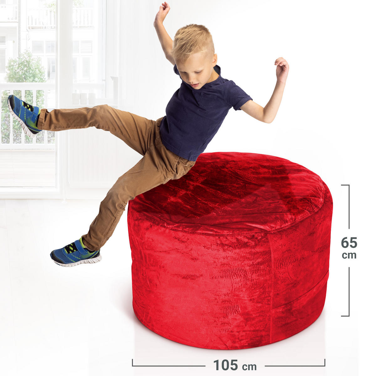 RIESEN-SITZSACK XXL JUMBO Velours 3ft - Rot, Textil (105/65/105cm) - Green Bean