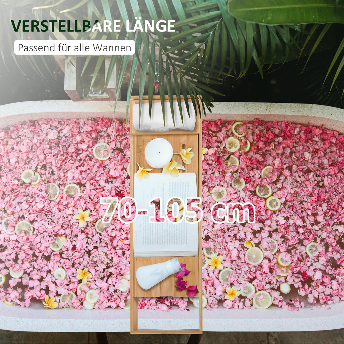 BADEWANNENABLAGE - Naturfarben, Holz (218/5/105cm) - HOMCOM