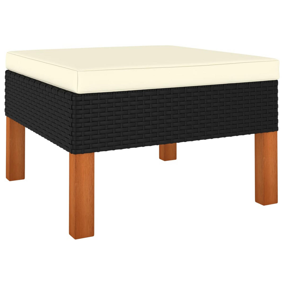 GARTEN-LOUNGE-SET 3Er Set Poly Rattan Und Eukalyptus Massivholz - Schwarz, Kunststoff - vidaXL