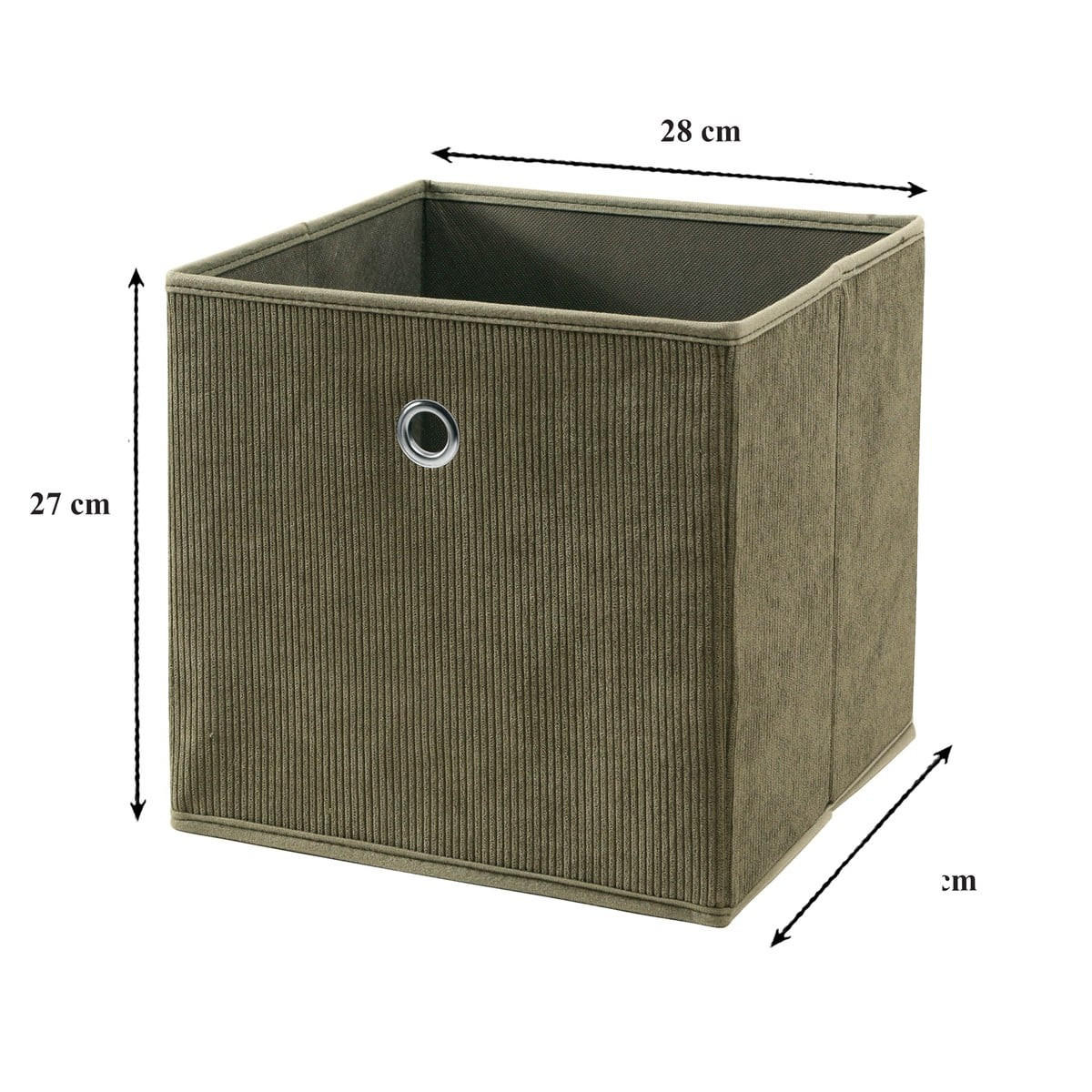 FALTBARER würfel aus kordstoff in khaki - h27 cm 28/28/27 cm - Grün, Textil (28/27/29cm) - Calicosy