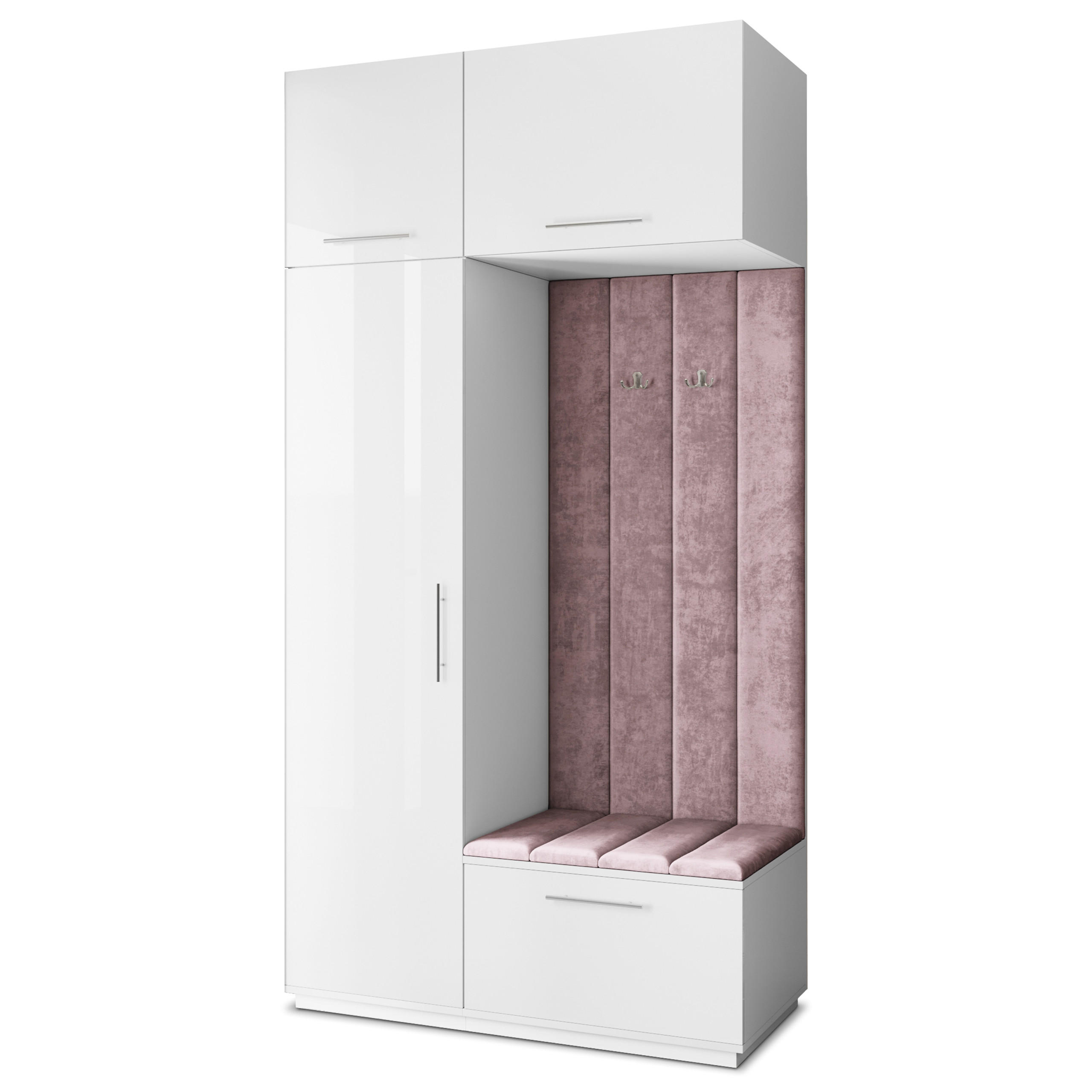 GARDEROBENSCHRANK REMA 120/240/60 cm Modern Garderobe-Set Weiß - Lila/Weiß, Holzwerkstoff (120/240/60cm) - MASSENO