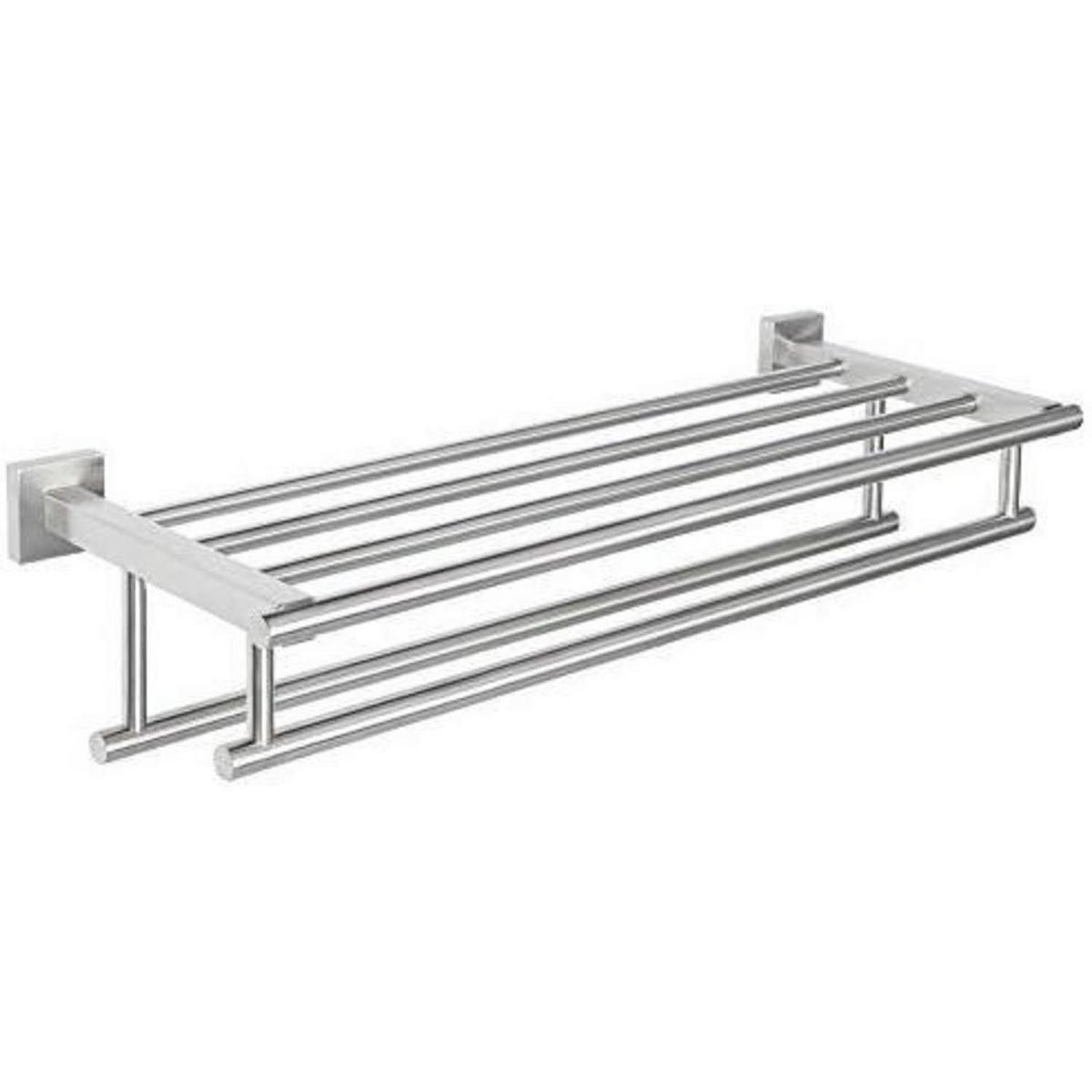 HANDTUCHHALTER Wand 60 cm Edelstahl Gebürstet mit Ablage - Silberfarben, Metall (20/13/60cm)