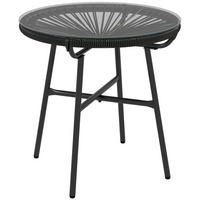BALKONTISCH, Schwarz, Metall, PE Rattan - Schwarz, Kunststoff (50/50/50cm) - Outsunny