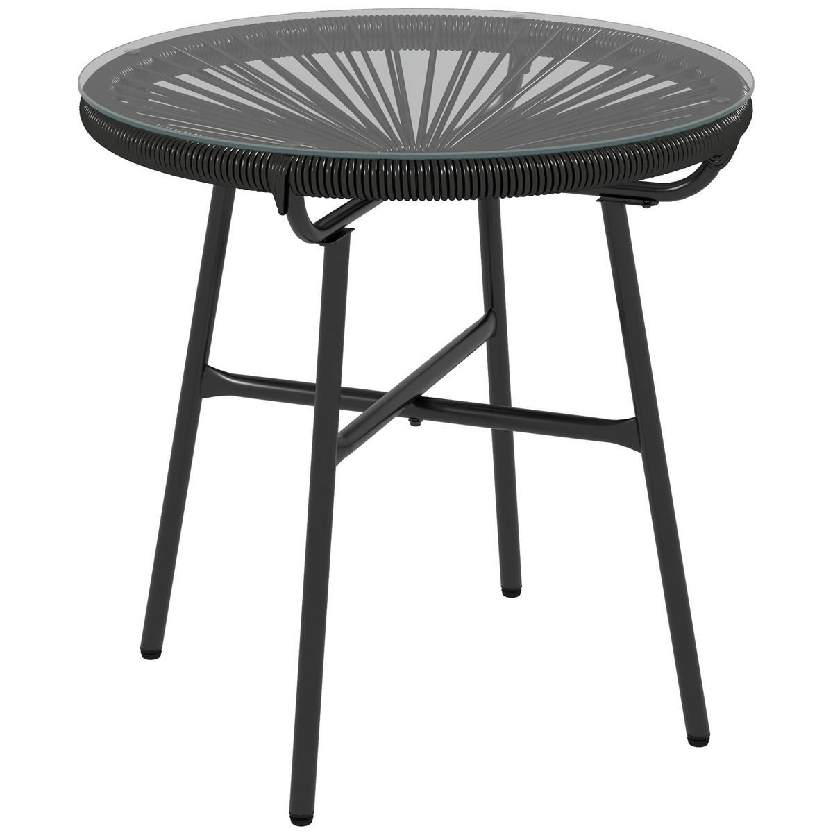 BALKONTISCH, Schwarz, Metall, PE Rattan - Schwarz, Kunststoff (50/50/50cm) - Outsunny