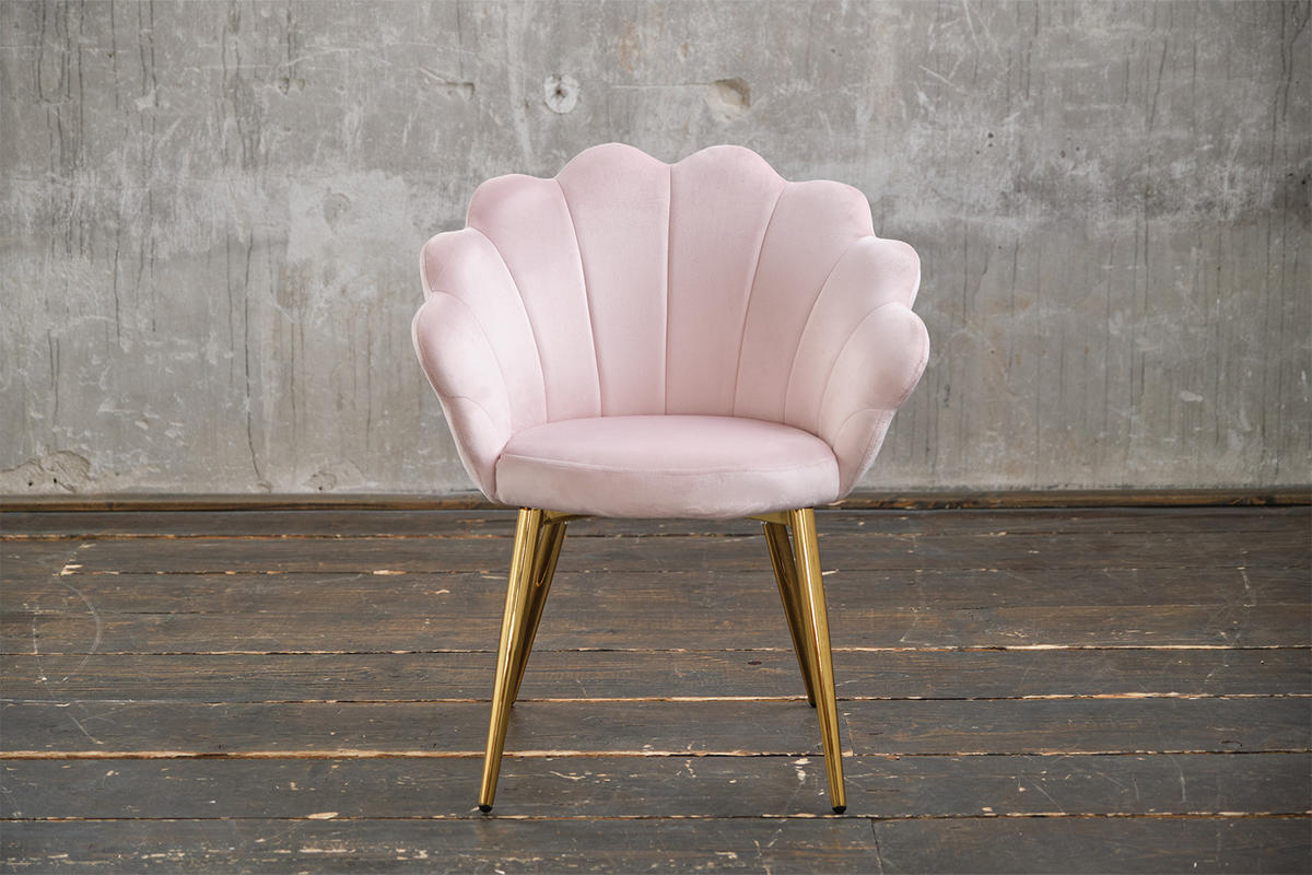 ESSZIMMERSTUHL CARLA Pink Velvet - Pink/Goldfarben, Textil (65/79/58cm) - KAWOLA