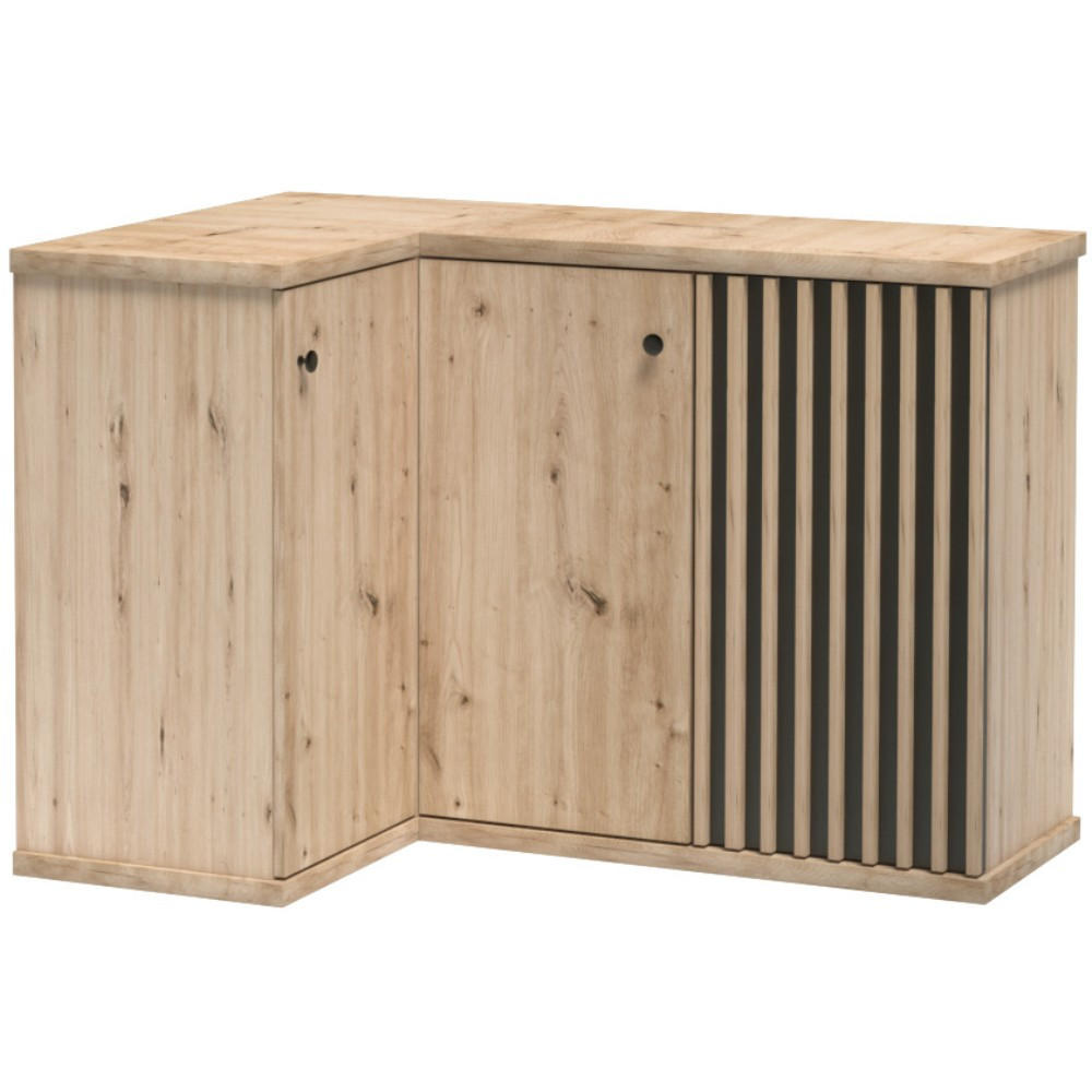 ECKKOMMODE Caya mit zwei Türen, Eiche Artisan, 123 cm - Eiche Artisan, Holzwerkstoff (123/85/82cm) - Beautysofa