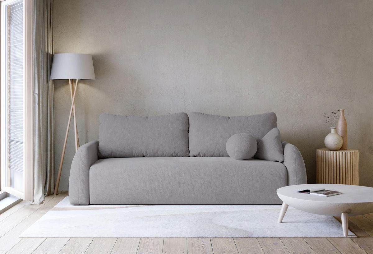 3-SITZER SOFA Nubelle Grau Chenille-Bezug, wasserabweisend - Schwarz/Grau, Kunststoff/Textil (244/85/93cm) - Selsey