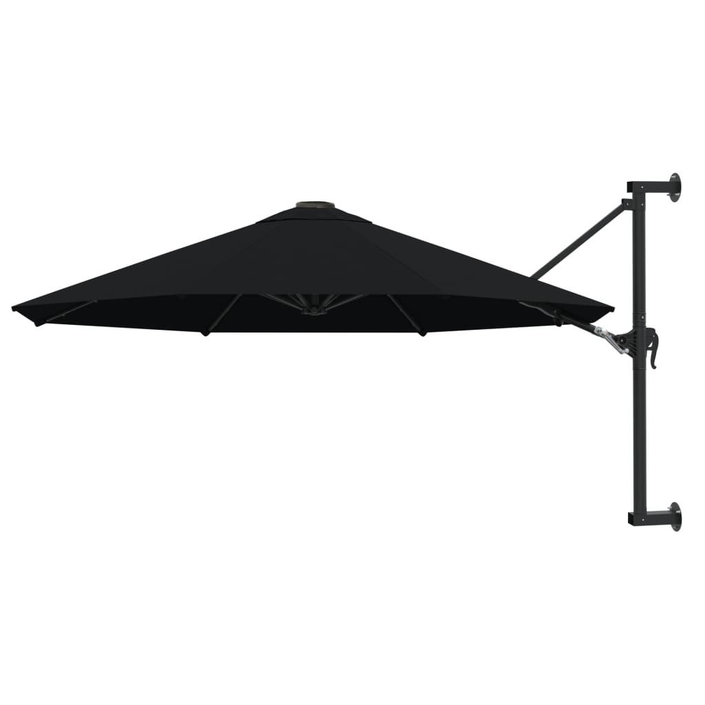 SONNENSCHIRM zur Wandmontage mit Metall-Mast 300 cm Schwarz - Schwarz, Textil (300/300cm) - furnicato