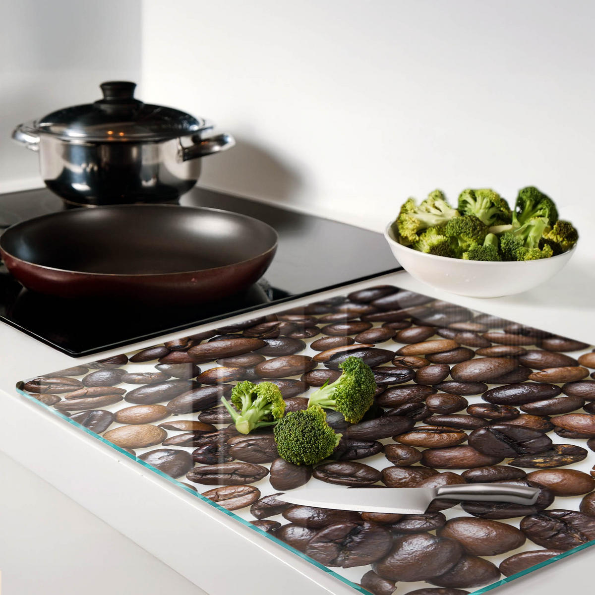 GLASPLATTE 60x52 cm Kaffeebohnen - Braun, Glas (60/0.4/52cm) - TULUP