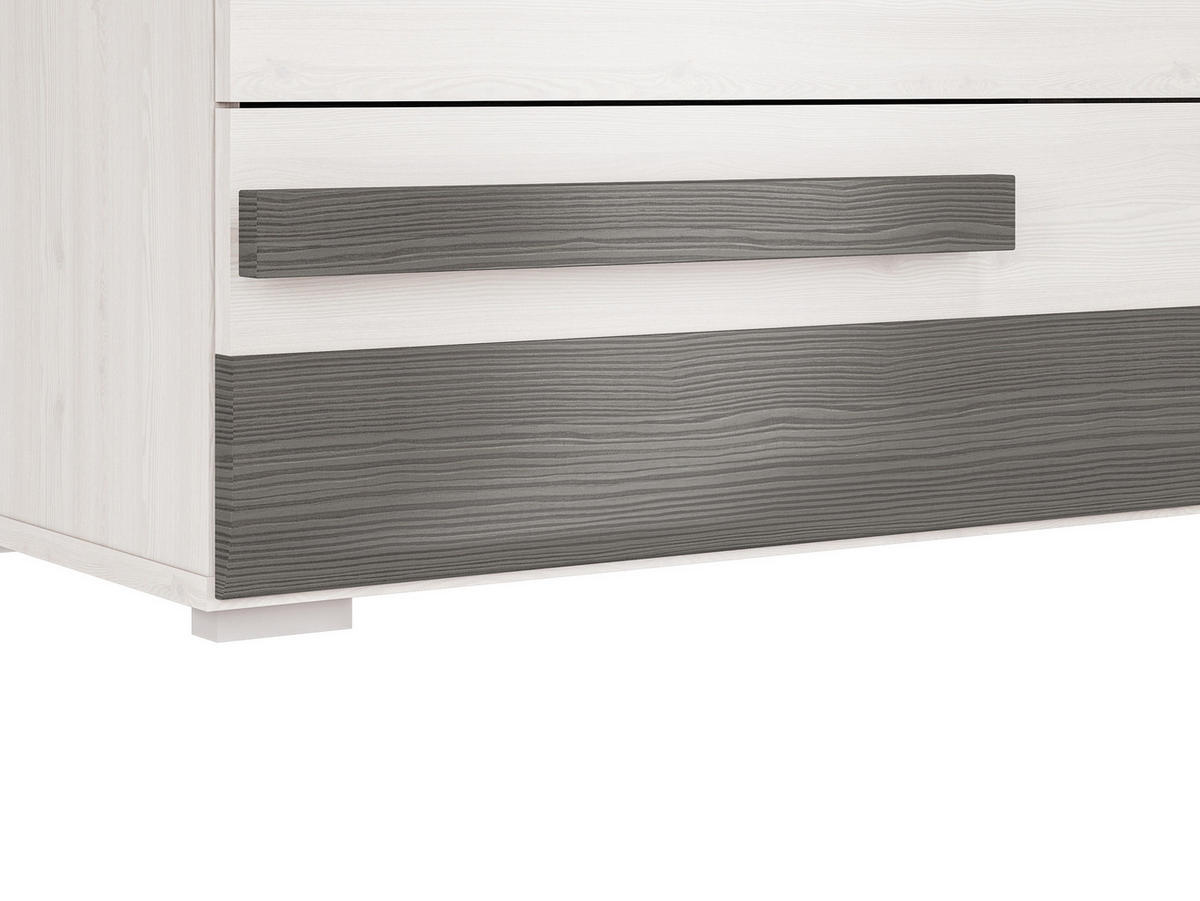 KOMMODE Blanco Pinie weiß / grau 86 / 42 / 96cm - Weiß, Holz/Holzwerkstoff (86/96/42cm) - Feldmann-Wohnen