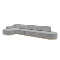ECKSOFA Ottomane Links MARI-L3-v1 - 413x171x83 cm Grau Velours - Grau, Holzwerkstoff/Textil (413/171cm) - ALTDECOR