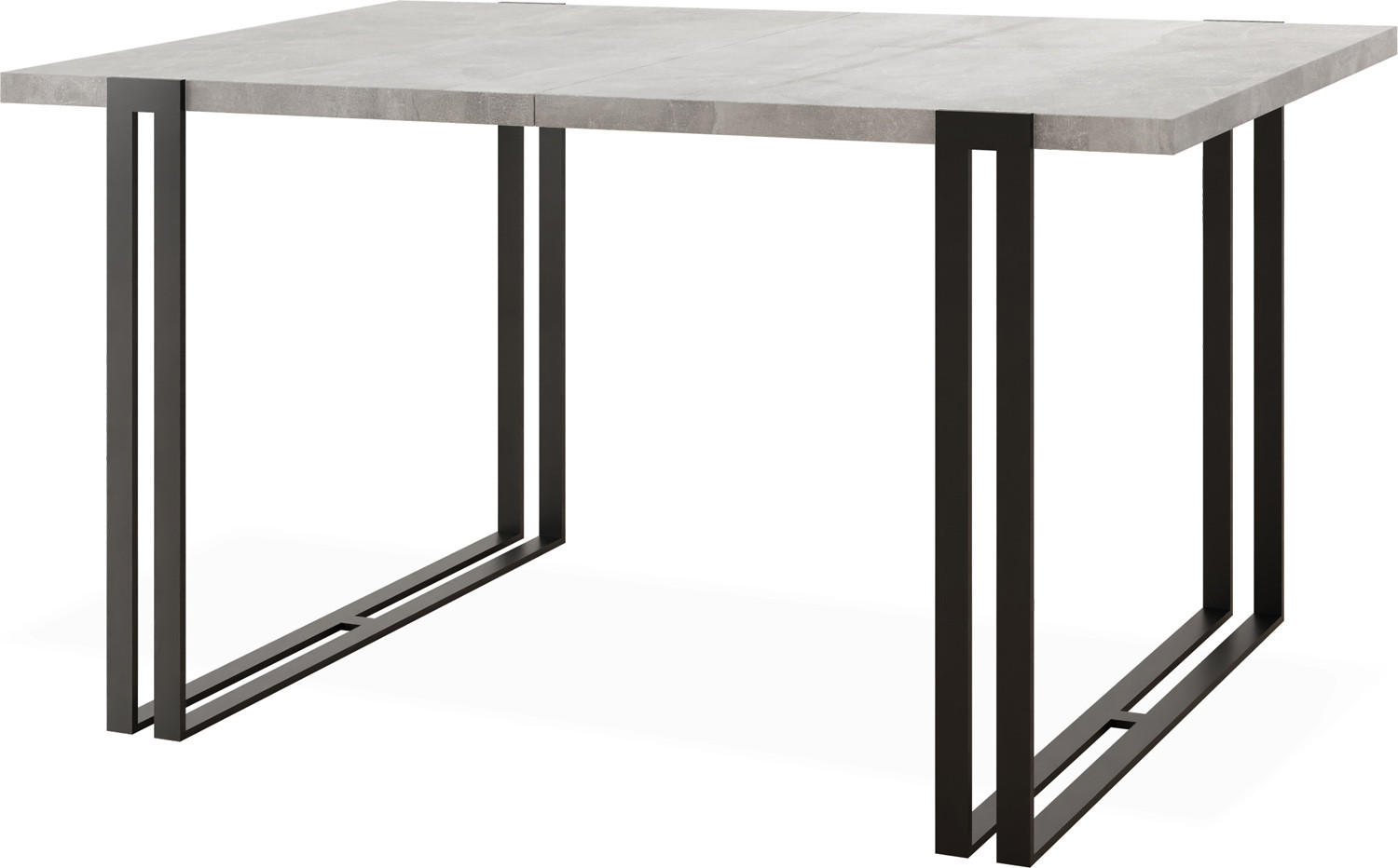 ESSTISCH Marco rechteckig ausziehbar, Grauer Beton 120-220/80/76 cm - Hellgrau/Schwarz, Holzwerkstoff/Metall (120/80/76cm) - WFL GROUP