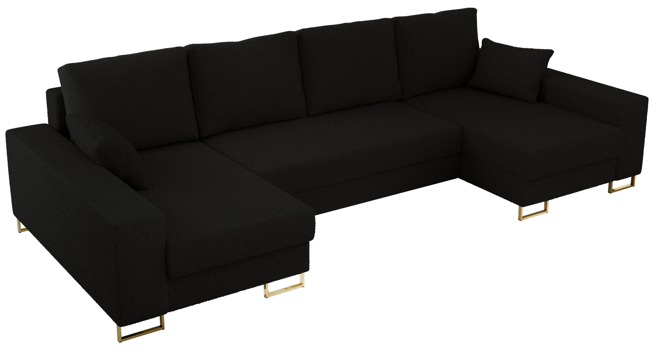 WOHNLANDSCHAFT DORIAN U Bouclé Schwarz - Goldfarben/Schwarz, Textil/Metall (312/95/138cm) - MKS