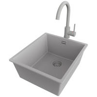 UNTERBAUSPÜLE GRANIT London, 2-er set Grau 41/47 cm 1 Becken + Küchenarmatur 32/20 cm + Ablauf-Set ab 45er Unterschrank - Grau, Kunststoff (41/20/47cm) - Primagran