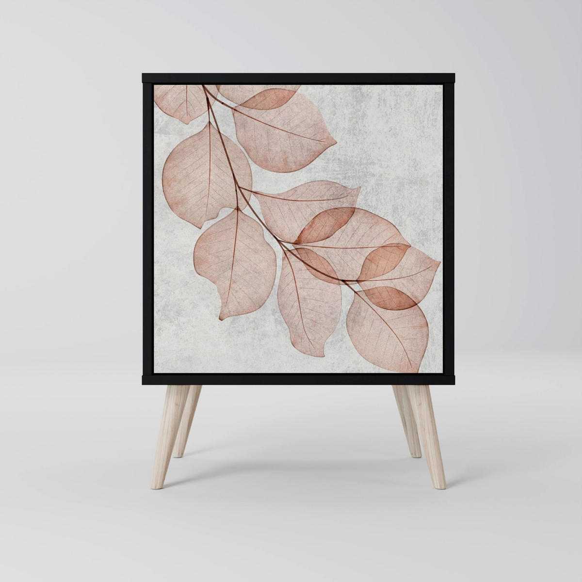 SIDEBOARD AUTUMN FRAGILITY, Schwarz, 57,5x42x75,5 cm, Goldfarbene Metallfüße - Goldfarben/Multicolor, Holzwerkstoff/Metall (57.5/75.5/42cm) - SpaceRebels