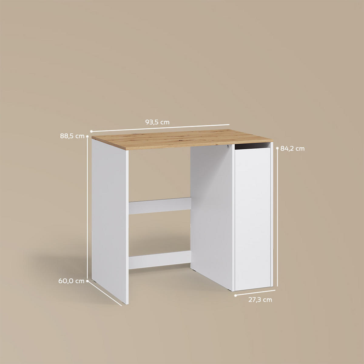WASCHMASCHINENSCHRANK Paolina Weiß/Artisan 93.6 x 88.2 cm mit Fächern und Tür - Weiß/Eiche Artisan, Holzwerkstoff (93.6/88.2/60.3cm) - Livinity®
