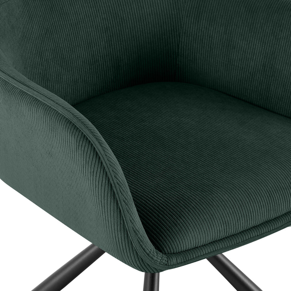 ARMLEHNENSTUHL Cord Grün - Schwarz/Grün, Textil/Metall (58/84/59cm) - CLP