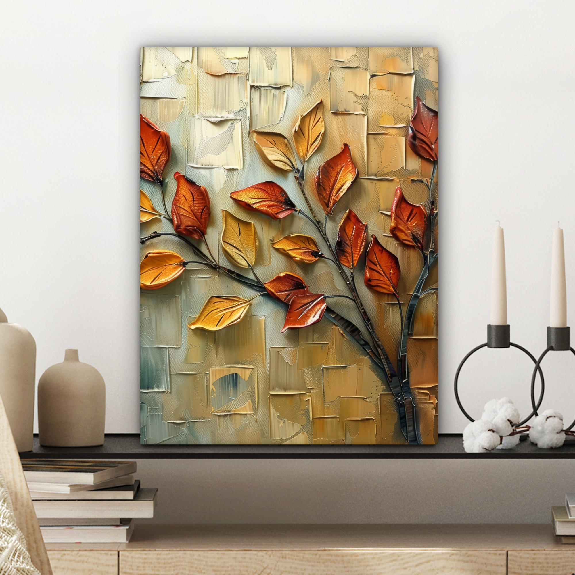 LEINWANDBILD Baum - Abstrakt - Natur - Kunst 30x40 cm - Goldfarben, Textil (30/40cm) - MuchoWow