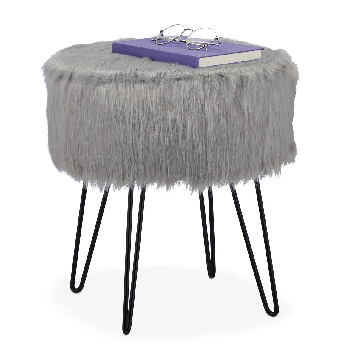 FELLHOCKER - Multicolor, Holzwerkstoff/Textil (37/41/37cm) - Relaxdays