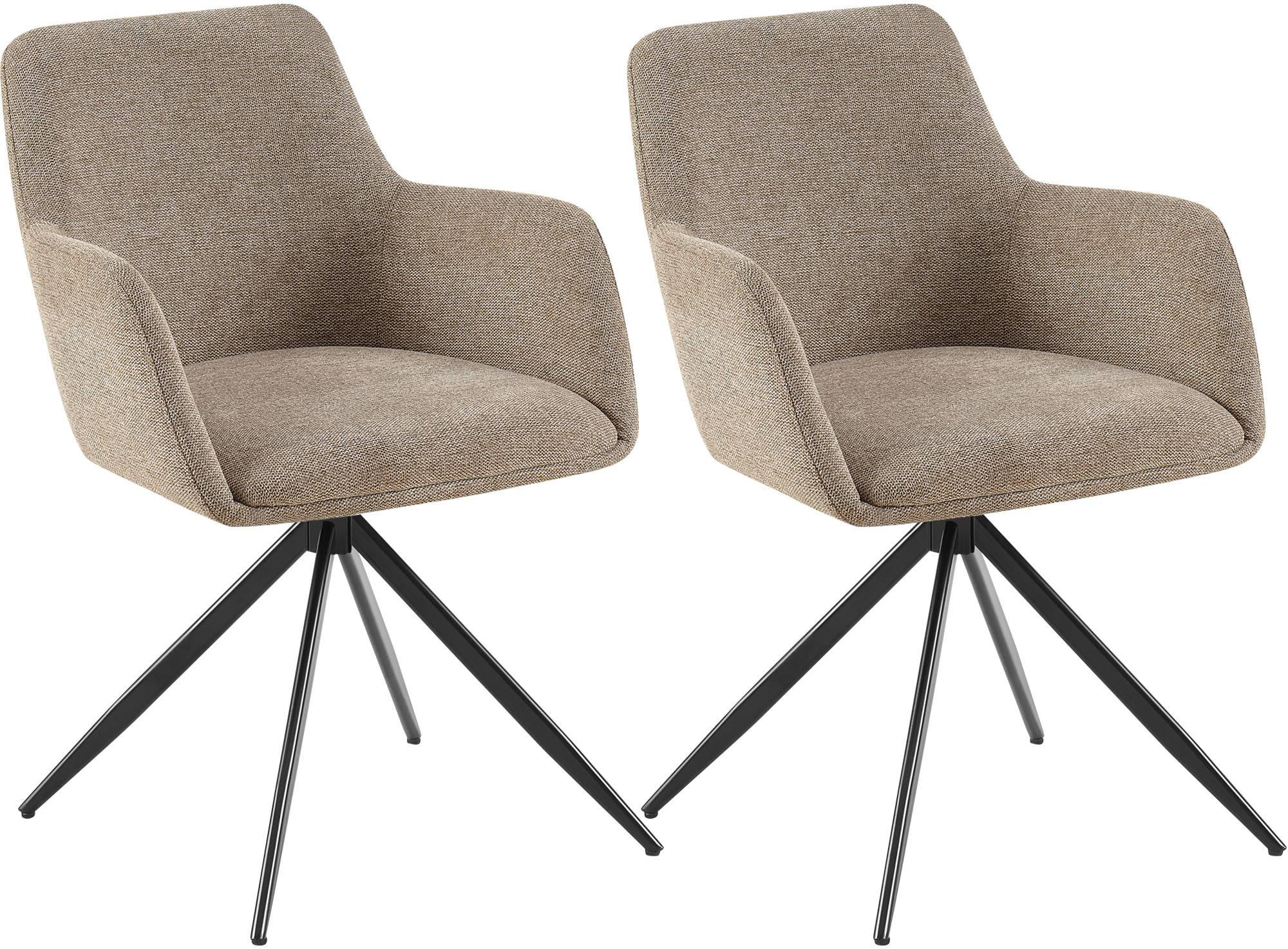 ESSZIMMERSTUHL 2er Set Stoff Taupe - Taupe/Schwarz, Textil/Metall (56/81/62cm) - CLP