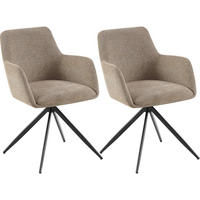ESSZIMMERSTUHL 2er Set Stoff Taupe - Taupe/Schwarz, Textil/Metall (56/81/62cm) - CLP