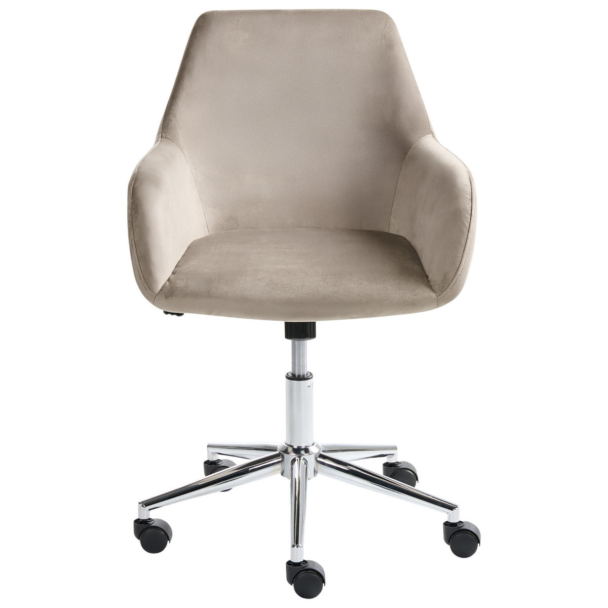 BÜROSTUHL Samtstoff Taupe Wellston - Taupe, Textil/Metall (55/80/55cm) - Beliani