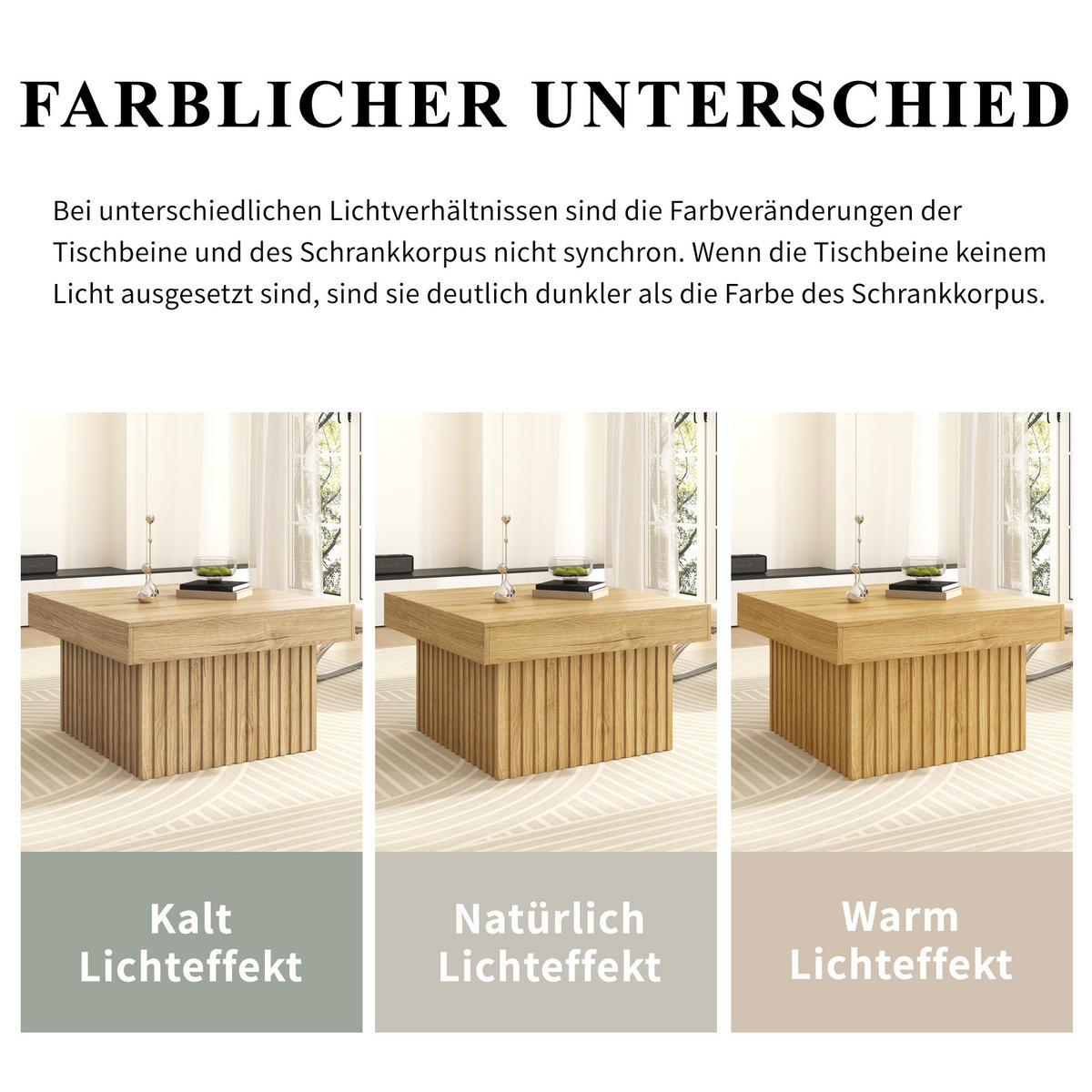 COUCHTISCH 79/79/46 cm mit PB Tischplatte mit MDF Basis - Naturfarben, Holzwerkstoff (79/79/46cm) - OKWISH