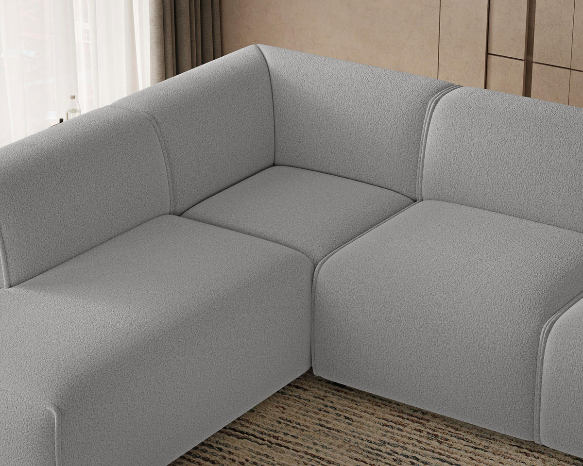 ECKSOFA Eluno Grau Links - Schwarz/Grau, Holz/Kunststoff (220/292cm) - Graingold