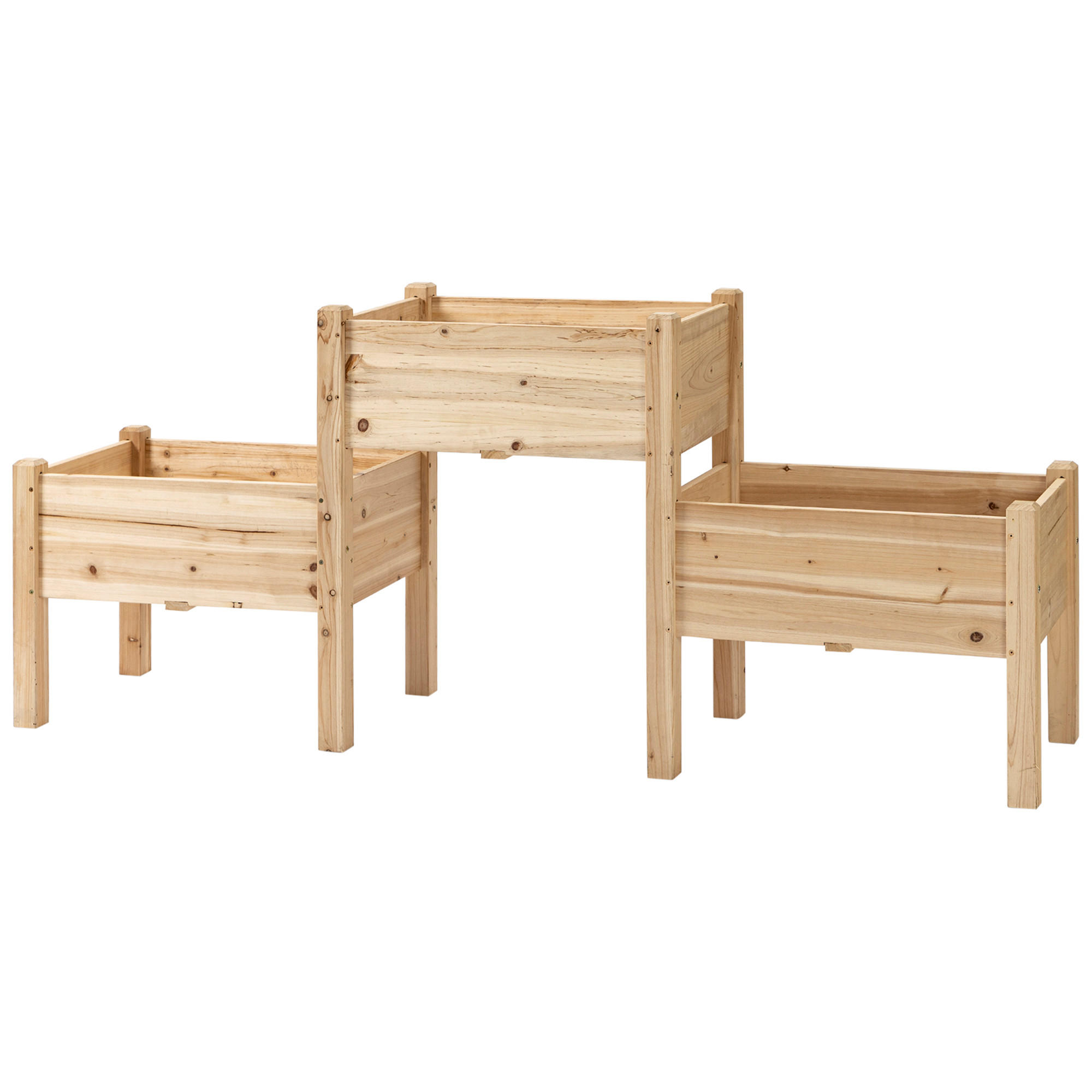 HOCHBEET DE-16031 3-stufig mit Bewässerung Naturholz - Naturfarben, Holzwerkstoff (184/80/45cm) - ComfortXL