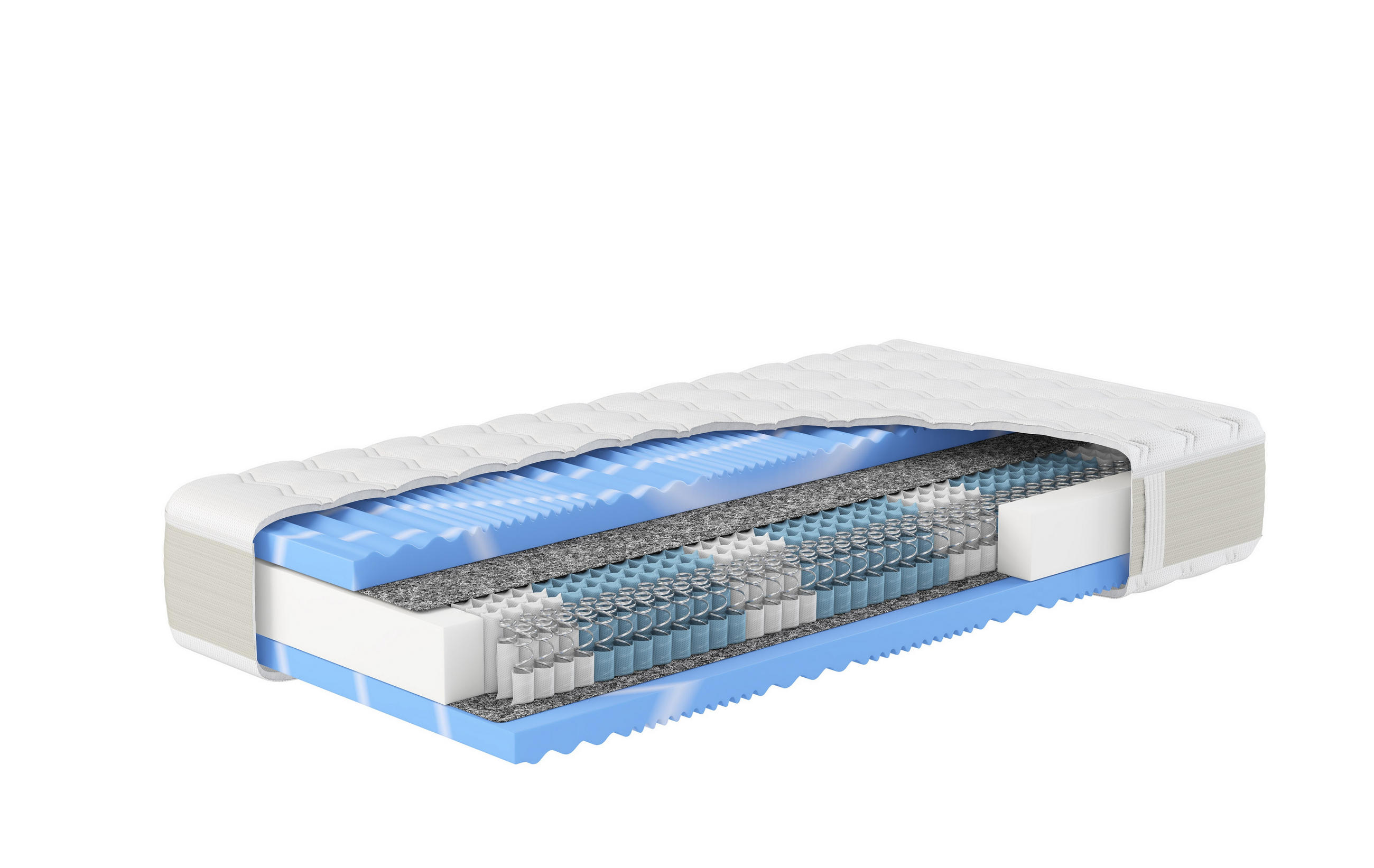 TASCHENFEDERKERN-MATRATZE "XXL Gelstar T-1000", H2, 90 x 190 cm, Höhe: ca. 25 cm - Weiß, Textil (90/190cm) - Hn8 Schlafsysteme