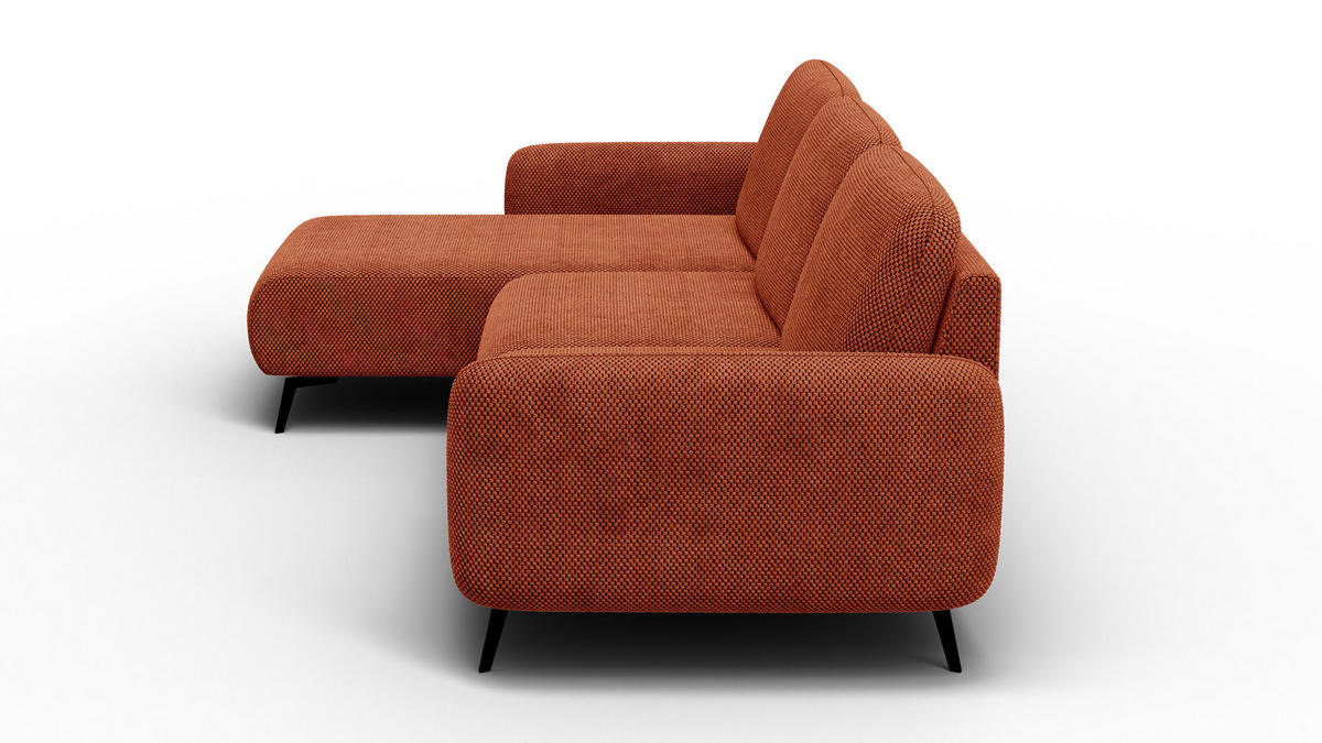 ECKSOFA FEBE 4-Sitzer links, dunkelorange - Dunkelorange/Schwarz, Holz/Textil (264/157cm) - Courtois Laville