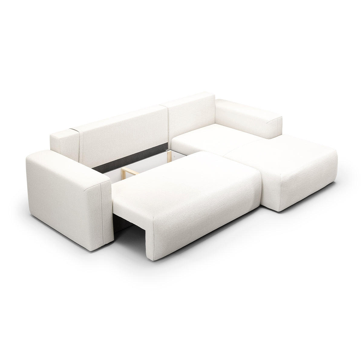 ECKSOFA Bliss 3 Sitzplätze Écru - Weiß, Holz (268/163cm) - Petits-meubles