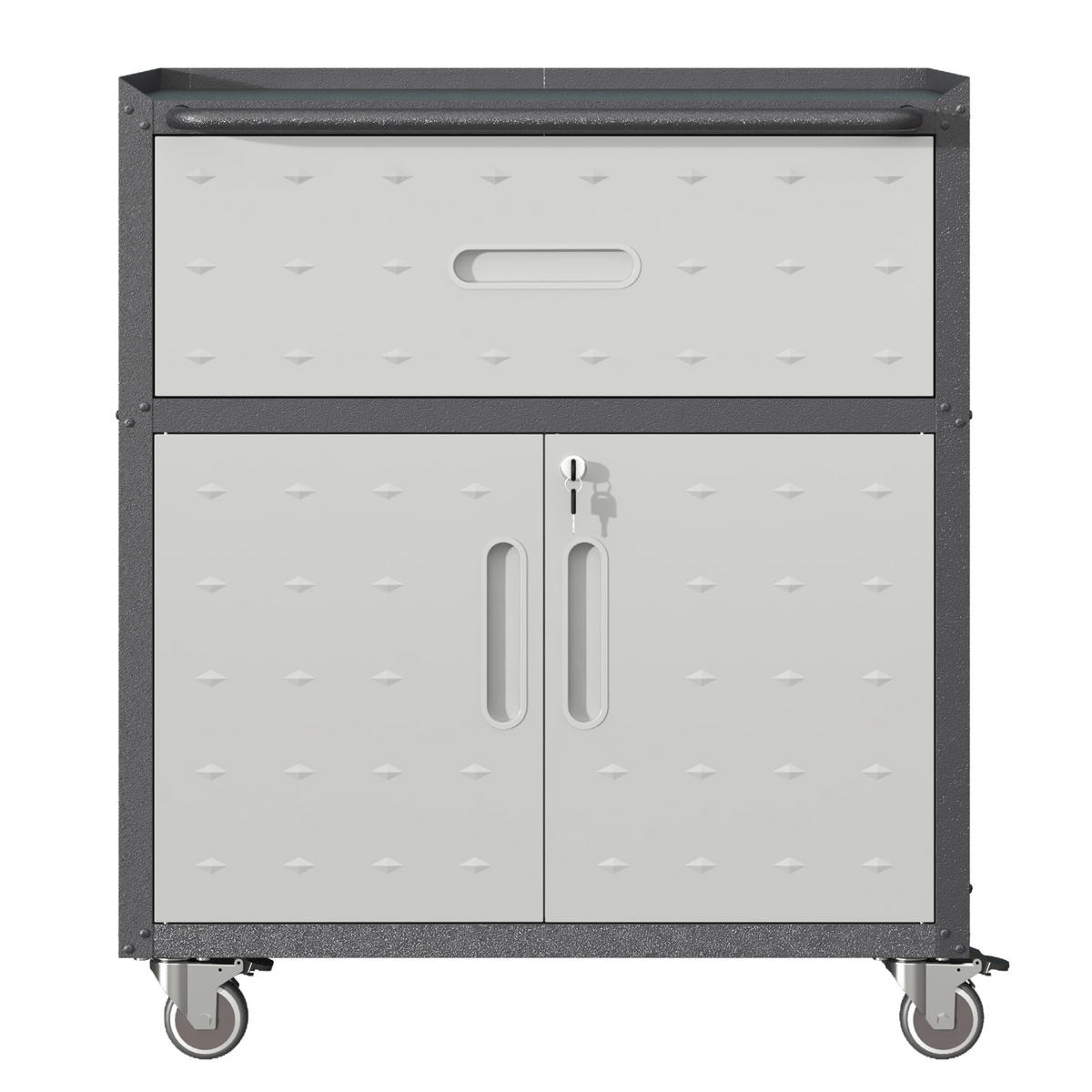 KOMBINATIONSMÖBEL – 88 cm hoch × 75 cm breit × 42 cm tief, ausgestattet mit einer Schublade und zwei abschließbaren Schranktüren. - Multicolor, Metall (42/88/75cm) - DCA